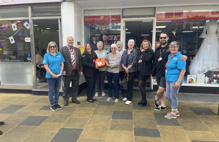 Andrew with Essex & Herts Air Ambulance Trust with the Friends of Braintree Community Hospital